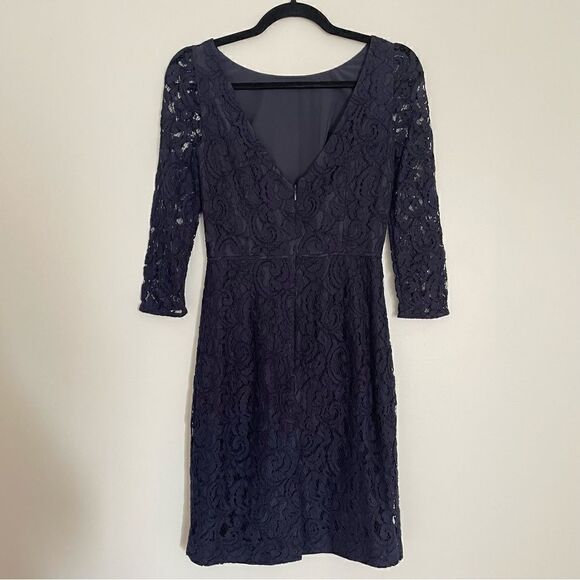 J. Crew Dresses & Skirts - JCREW Natalia Dress in Navy Blue Leavers Lace Bridesmaid Cocktail Women’s Sz 00